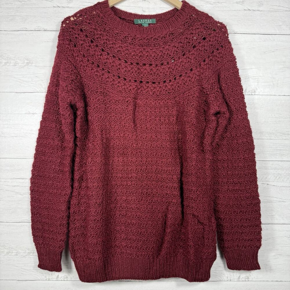 Lauren Ralph Lauren Sweater Womens Size XL Wool Alpaca Hand Knit Pullover
